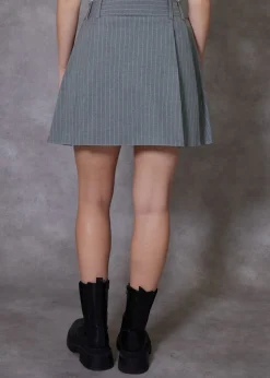 Threadbare Grey Pleated A-Line Mini Skirt