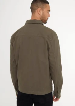 Threadbare Khaki Button Up Lightweight Collared Utility Jacket