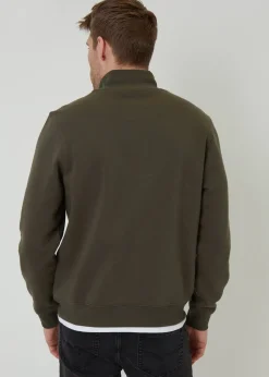 Threadbare Khaki Mock T-Shirt Quarter Zip Sweatshirt