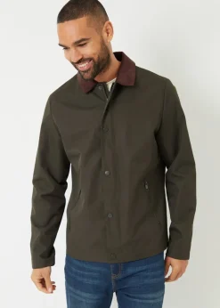 Threadbare Khaki Showerproof Corduroy Collar Jacket