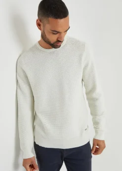 Threadbare Natural Crochet Knit Crew Neck Jumper
