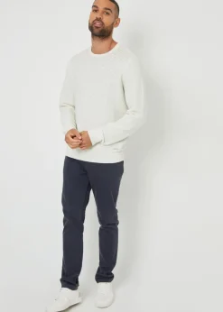 Threadbare Natural Crochet Knit Crew Neck Jumper