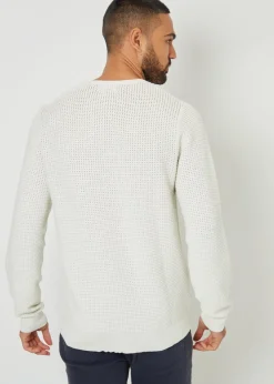 Threadbare Natural Crochet Knit Crew Neck Jumper