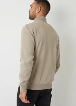 Threadbare Natural Mens Oatmeal Marl Quarter Zip Sweatshirt