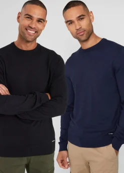 Threadbare Navy  2 Pack Crew Neck Knitted Jumpers