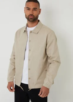 Threadbare Stone Cotton Twill Lightweight Collared Jacket