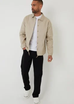 Threadbare Stone Cotton Twill Lightweight Collared Jacket