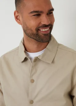 Threadbare Stone Cotton Twill Lightweight Collared Jacket