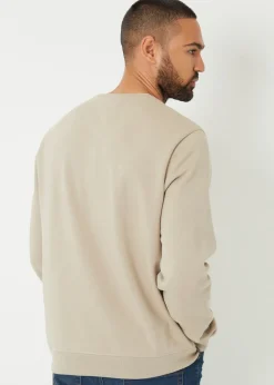 Threadbare Stone Mock T-Shirt Crew Neck Sweatshirt