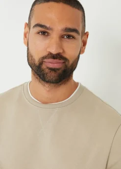 Threadbare Stone Mock T-Shirt Crew Neck Sweatshirt