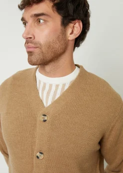 Threadbare Taupe Knitted V-Neck Cardigan