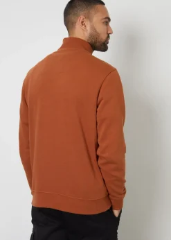 Threadbare Terracotta Mens Rust Quarter Zip Sweatshirt