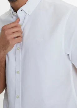Threadbare White Oxford Cotton Slim Fit Short Sleeve Shirt