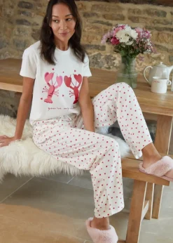 Threadbare White Short Sleeve Graphic Print Pyjama Set