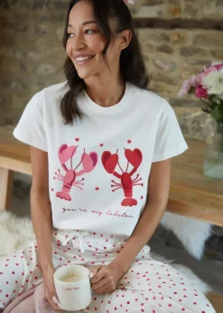 Threadbare White Short Sleeve Graphic Print Pyjama Set