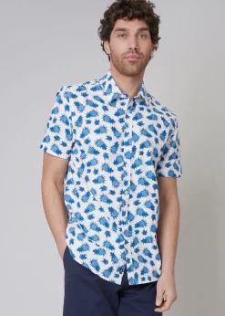 Threadbare White Short Sleeve Pineapple Print Cotton Shirt
