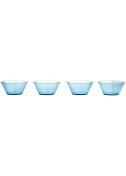Three Rivers Blue Linear Reusable Plastic Tableware Bowl (Set of 4)