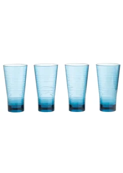 Three Rivers Blue Linear Re-Usable Plastic Tableware Hi Ball Blue (Set of 4)