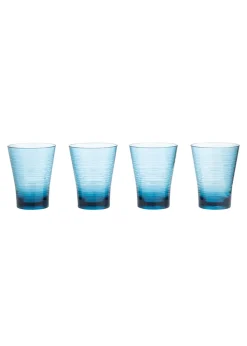Three Rivers Blue Linear Re-Usable Plastic Tableware Tumbler Blue (Set of 4)