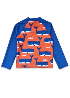 Toby Tiger Orange Whale Waves Print Kids Rash Vest (2 years - 8 years)