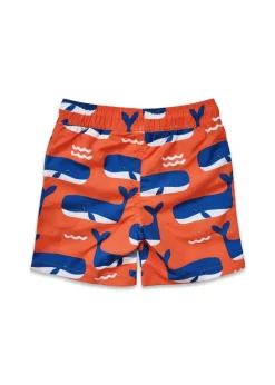 Toby Tiger Orange Whale Waves Print Kids Swim Shorts (2 years - 8 years)