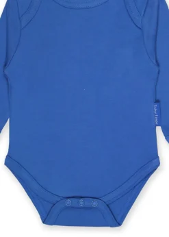 Toby Tiger Organic Blue Basic Long-Sleeved Baby Body (Newborn - 12 months)
