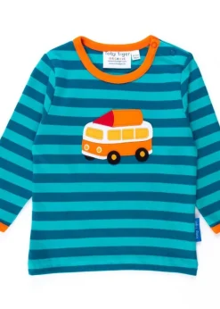 Toby Tiger Organic Blue Campervan Applique Long-Sleeved T-Shirt (3 months - 8 years)