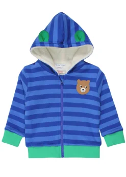 Toby Tiger Organic Blue Camping Bear Applique Hoodie (6 months - 6 years)