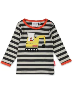 Toby Tiger Organic Blue Digger Applique Long-Sleeved T-shirt (6 months - 8 years)
