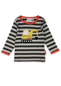 Toby Tiger Organic Blue Digger Applique Long-Sleeved T-shirt (6 months - 8 years)