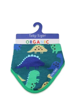 Toby Tiger Organic Green Tonal Dinosaur Print Dribble Bib