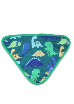 Toby Tiger Organic Green Tonal Dinosaur Print Dribble Bib