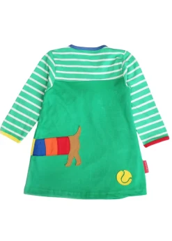 Toby Tiger Organic Green Sausage Dog Applique Dress (6 months - 6 years)