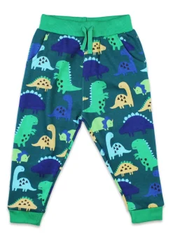 Toby Tiger Organic Green Tonal Dinosaur Print Joggers (6 months - 6 years)