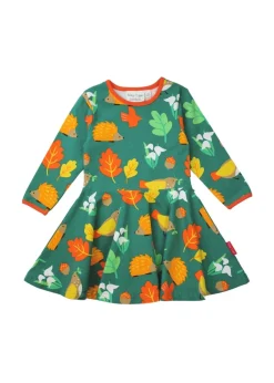 Toby Tiger Organic Green Autumn Print Skater Dress (12  months - 8 years)