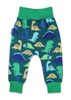 Toby Tiger Organic Green Tonal Dinosaur Print Yoga Pants (Newborn - 3 years)