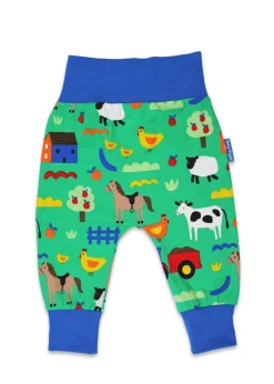 Toby Tiger Organic Green Farm Print Yoga Pants (Newborn - 3 years)