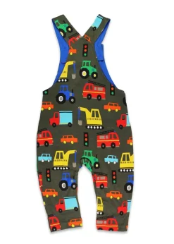 Toby Tiger Organic Multi Colour Transport Print Dungarees (3  months - 4 years)