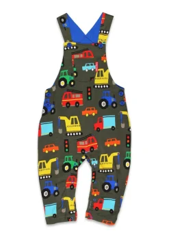 Toby Tiger Organic Multi Colour Transport Print Dungarees (3  months - 4 years)