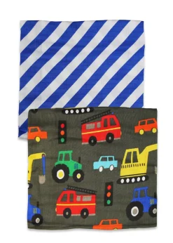 Toby Tiger Organic Multi Colour Transport Print Muslin 2-Pack