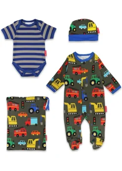 Toby Tiger Organic Multi Colour Transport Print Baby Gift Set (Newborn - 12 months)