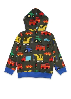 Toby Tiger Organic Multi Colour Transport Print Hoodie (6 months - 6 years)