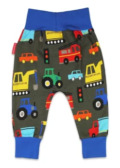 Toby Tiger Organic Multi Colour Transport Print Yoga Pants (Newborn - 3 years)