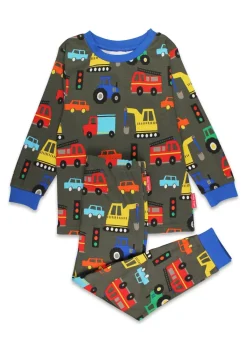 Toby Tiger Organic Multi Colour Transport Print Pyjamas (12  months - 6 years)