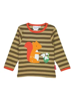 Toby Tiger Organic Orange Squirrel Applique Long-Sleeved T-Shirt (3 months - 8 years)