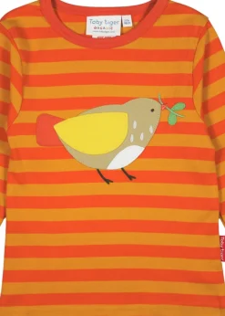 Toby Tiger Organic Orange Sparrow Applique Long-Sleeved T-Shirt (3 months - 8 years)