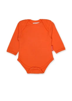 Toby Tiger Organic Orange Basic Long-Sleeved Baby Body (Newborn - 12 months)