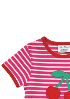 Toby Tiger Organic Pink Cherry Applique T-Shirt (6 months - 8 years)
