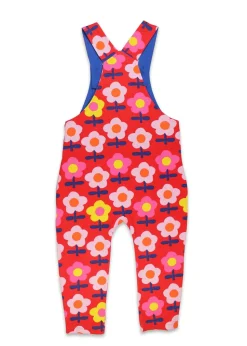 Toby Tiger Organic Pink Flower Print Dungarees (3  months - 4 years)