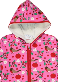 Toby Tiger Organic Pink Robin Print Fleece Hoodie (6 months - 6 years)